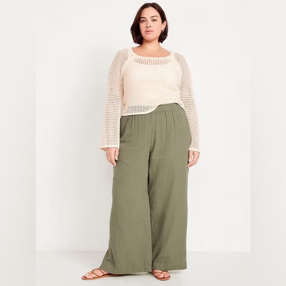 OLD NAVY High-Waisted Crinkle Gauze Super Wide-Leg Pant in Size XL, NWT
